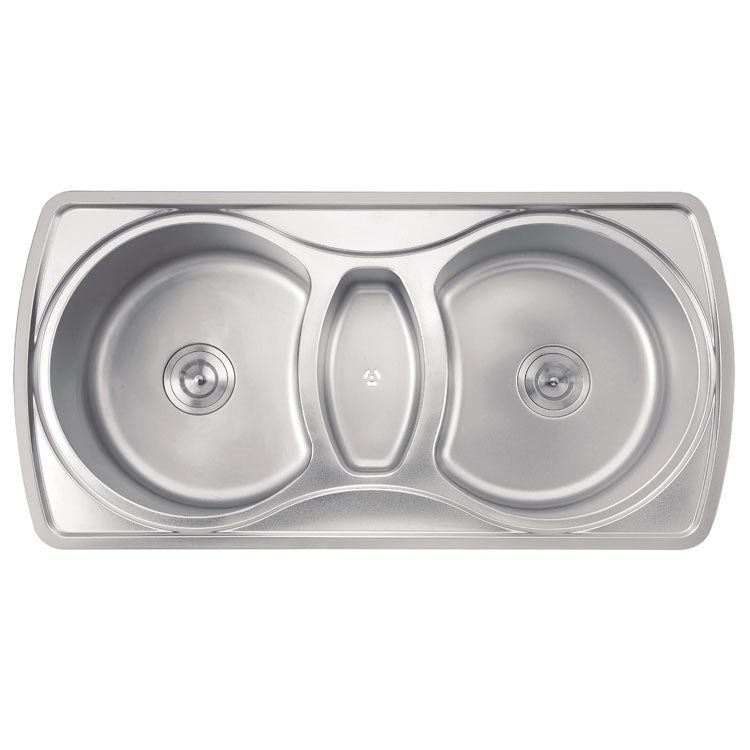 MT9749 Double Triangle Bowl Pressed Sink